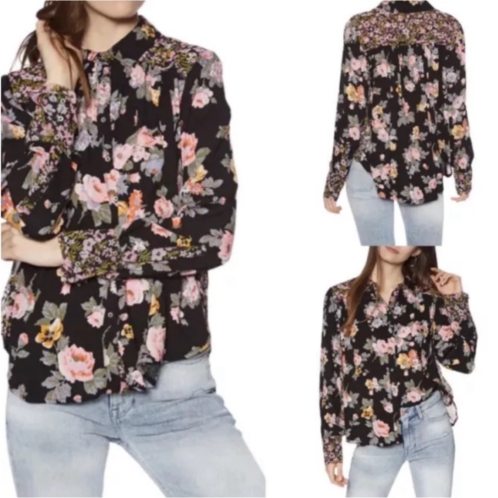 Free People Hold on to me floral L/S blouse, Small - Picture 4 of 14